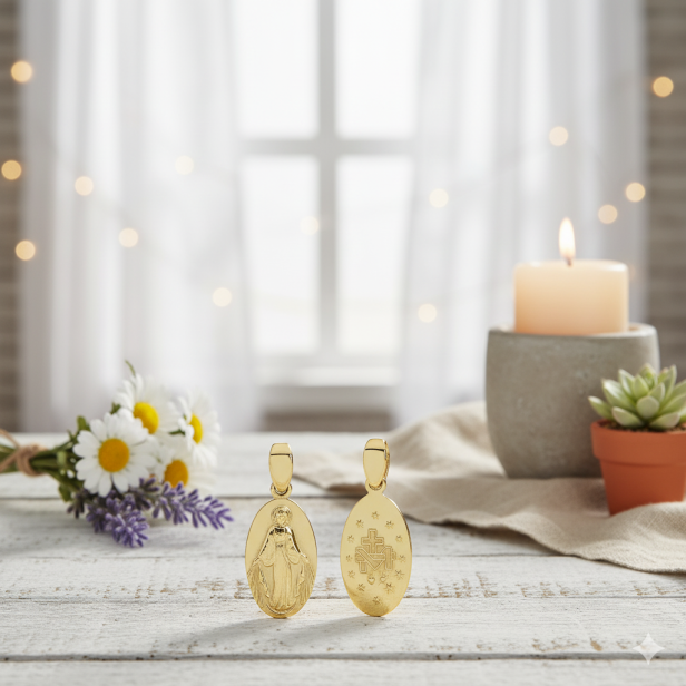 Medalik srebrny złocony, pr. 925 – Matka Boska Niepokalana Cudowny Medalik 1,6 g