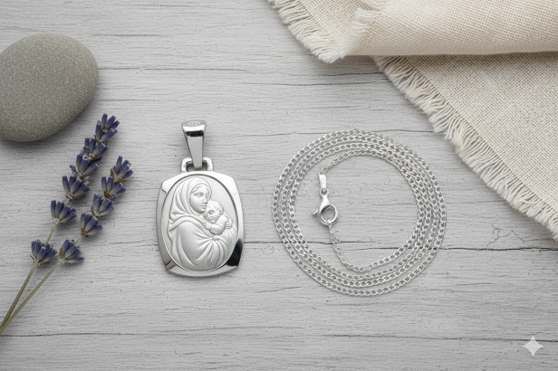 Medalik srebrny, AG925 – Matka Boża Cygańska 2,1 g