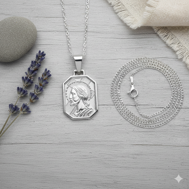 Medalik srebrny – Jezus w koronie cierniowej – 2,3 g