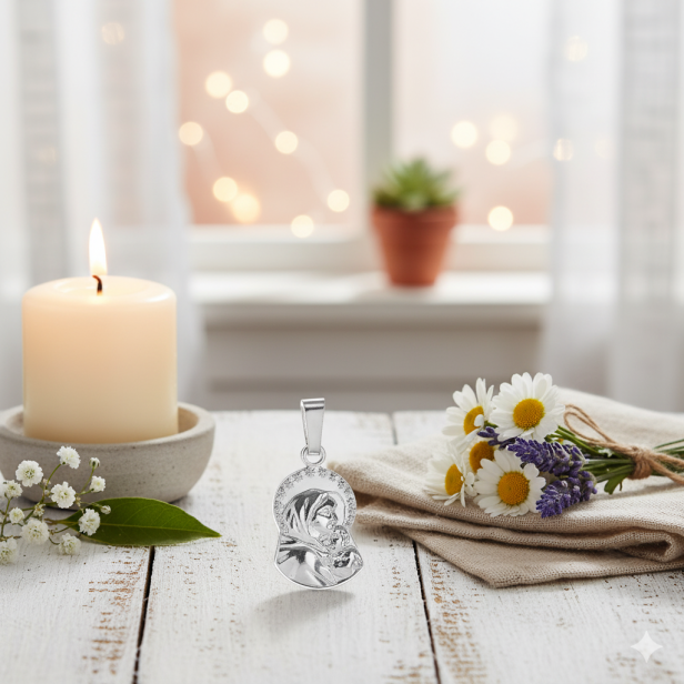 Medalik srebrny - Matka Boska Wędrowna (Cygańska) 1,5 g