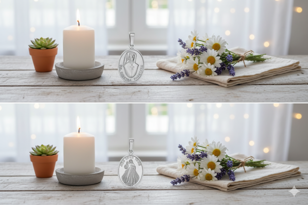 Medalik srebrny, AG925 - Jezu Ufam Tobie i Św. Faustyna 1,1 g