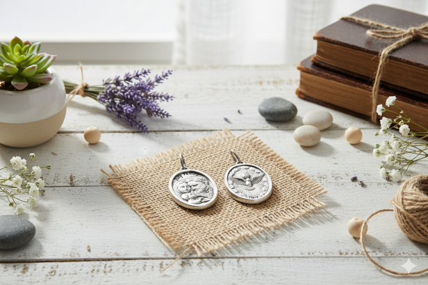 Medalik srebrny, AG925 - Św. Rodzina i Duch Święty 2,5 g