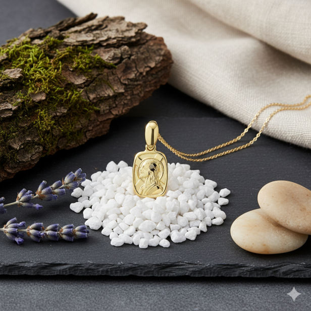 Medalik srebrny złocony, próba 925 - Jezus Chrystus - 1.6g