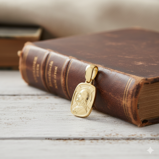 Medalik srebrny złocony, próba 925 - Jezus Chrystus - 1.6g