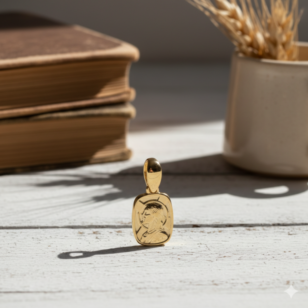 Medalik srebrny złocony, próba 925 - Jezus Chrystus - 1.6g