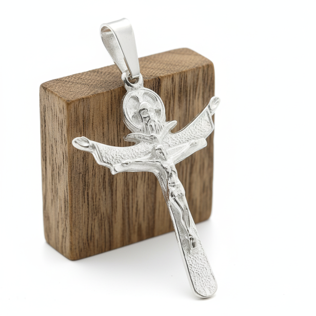 Krzyż srebrny, pr. 925 – Trójca Święta z wizerunkiem Jezusa 4,3 g (na Bierzmowanie)