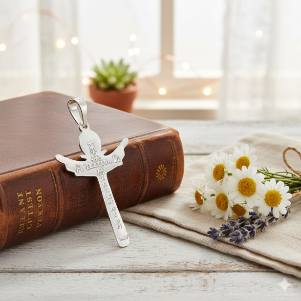 REWERS -Krzyż srebrny, pr. 925 – Trójca Święta z wizerunkiem Jezusa 4,3 g (na Bierzmowanie)