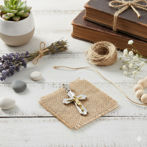 Srebrny pozłacany krzyżyk z wizerunkiem Jezusa, pr. 925 – 1,6 g