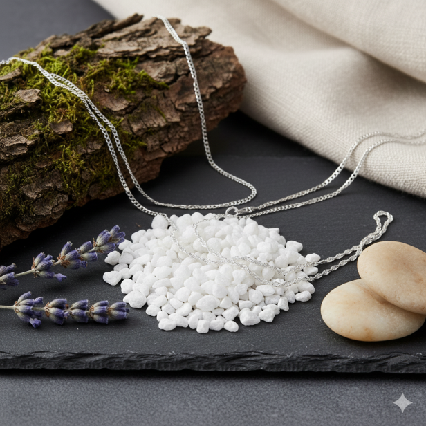 splot łańcuszków srebrnych -  Srebrna zawieszka w kształcie krzyża Alfa i Omega, pr. 925 – 1 g