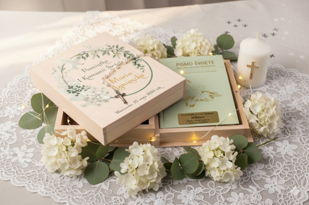 Pismo Święte w drewnianym pudełku z nadrukiem UV