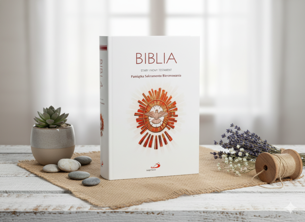 Biblia – Pamiątka Sakramentu Bierzmowania z dedykacją i planem lektury