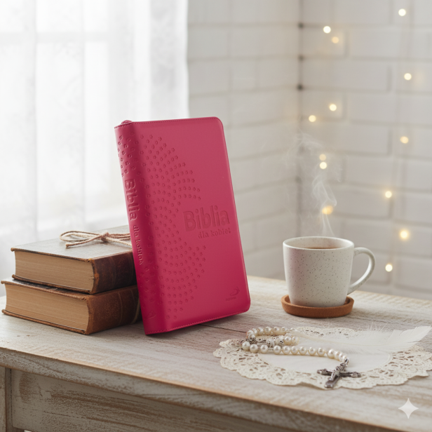 Biblia dla kobiet w etui na zamek w aranżacji rustykalnej