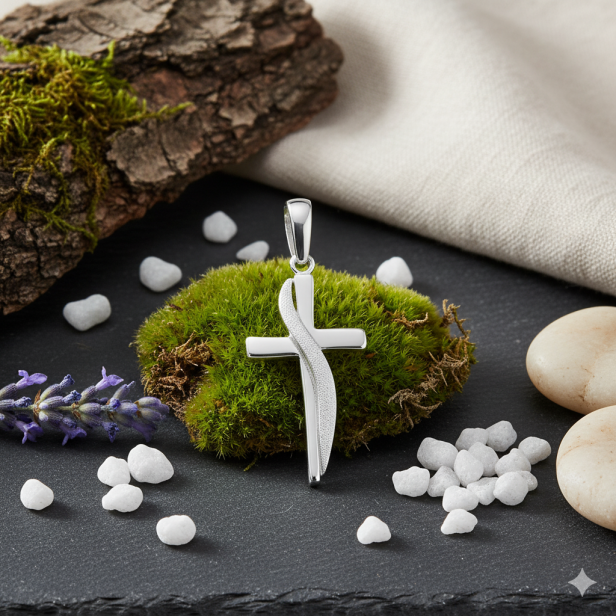 Srebrny krzyżyk CROSS z łańcuszkiem Pancerka pr. 925 – Personalizowana pamiątka wiary i siły ducha