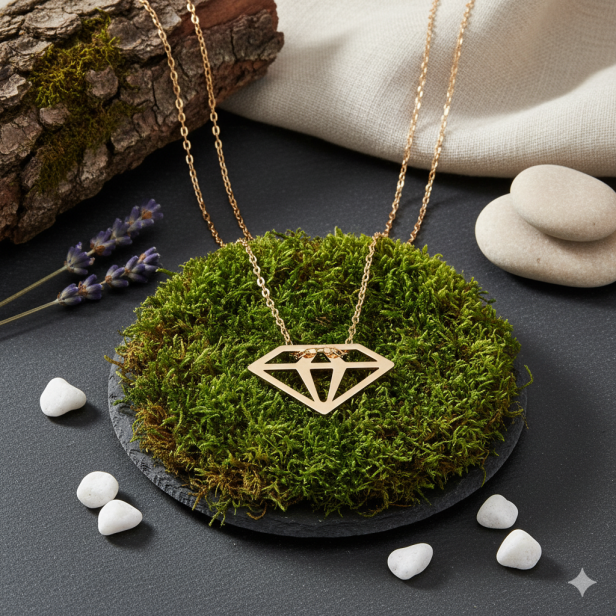 Naszyjnik pozłacany „Diament Himmeli” pr. 925 – symbol szczęścia i elegancji w aranżacji
