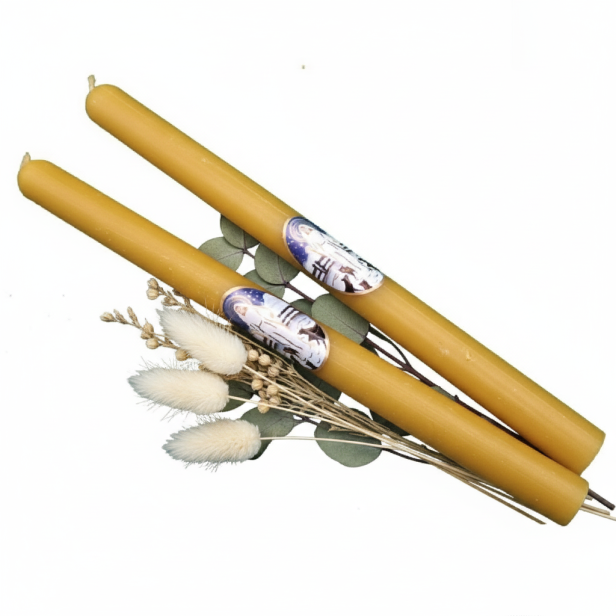 Świeca gromniczna sakramentka z naturalnego wosku pszczelego Ø20 mm – 26 cm | Linia BEE WAX – Naturalne Światło Wiary