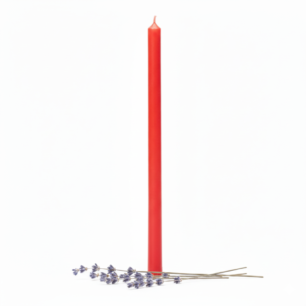 Świeca z wosku pszczelego czerwona CIEŃKA – 15 × Ø 1 cm
