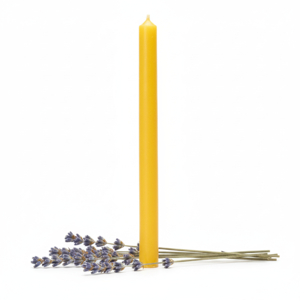 Świeca z wosku pszczelego miodowa CIEŃKA – 15 × Ø 1 cm