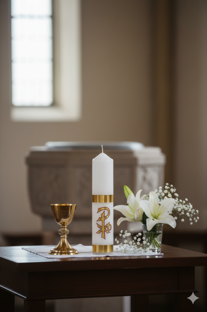 Świeca liturgiczna PAX – biała świeca ołtarzowa wys. 30 cm Ø 50 mm