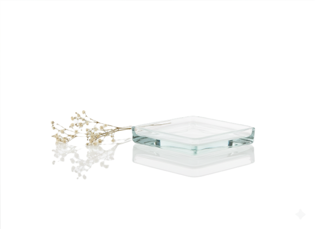 Szklana podstawka pod świecę kwadratowa 10×10 cm – elegancka i bezpieczna dekoracja stołu