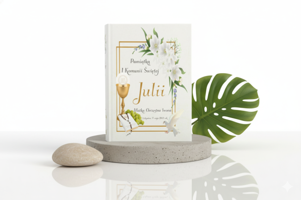 Projekt Konwalie - Biblia Tysiąclecia. Format oazowy - oprawa twarda z nadrukiem IHS Komunia