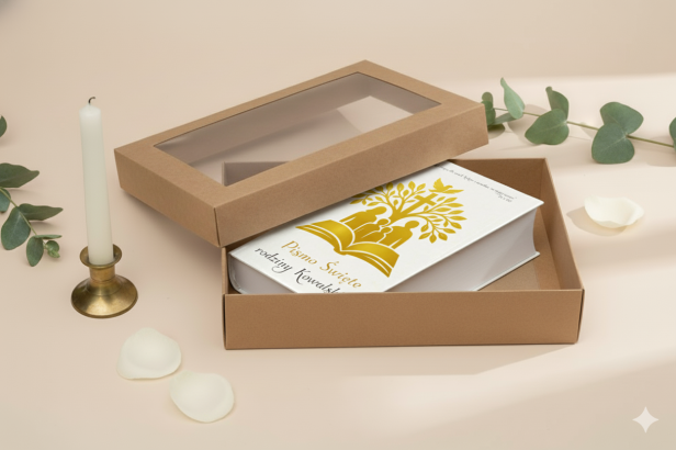 KRAFT PUDELKO - Biblia Tysiąclecia – format oazowy z nadrukiem UV | Pismo Święte Starego i Nowego Testamentu | Prezent religijny w twardej oprawie