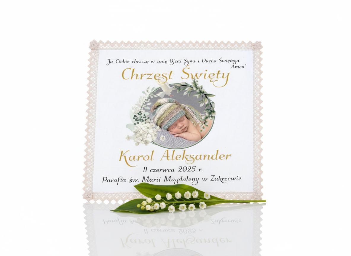 Szatki do Chrztu Świętego z nadrukiem Linia GRACIA