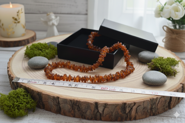 Naszyjniki z bursztynu bałtyckiego, naturalny, unikatowy [60 cm]