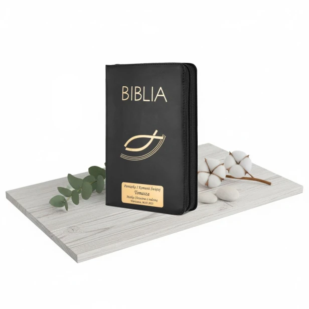 Biblia Paulistów czarna w etui na suwak – Pismo Święte ST i NT z opcją graweru