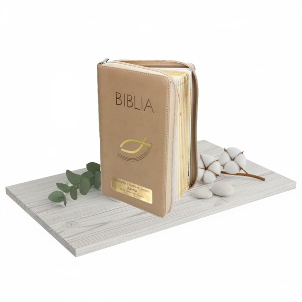 Biblia z kolorową wkładką – oprawa Flexy z suwakiem, złocone brzegi kartek + GRAWER | Pismo Święte ST i NT