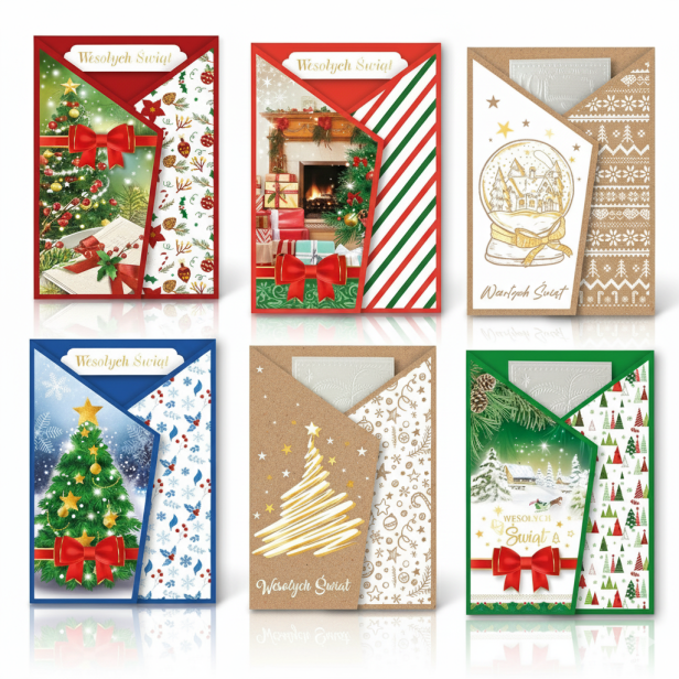 Karnet z życzeniami i opłatkiem Wigilijnym – Kartka Świąteczna