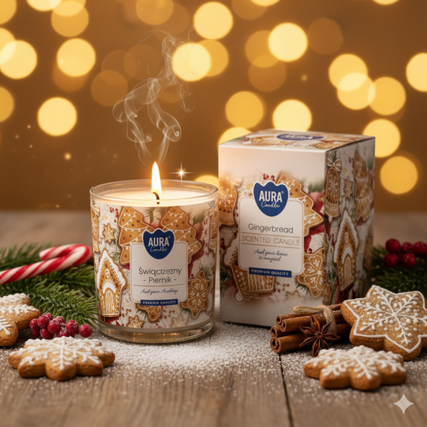 Świeca zapachowa GINGERBREAD – aromat świątecznego piernika i domowego ciepła