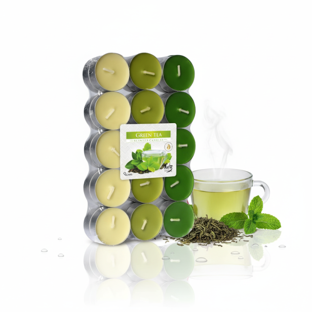 Podgrzewacze zapachowe ZIELONA HERBATA GREENTEA – 30 tealightów o świeżym aromacie natury