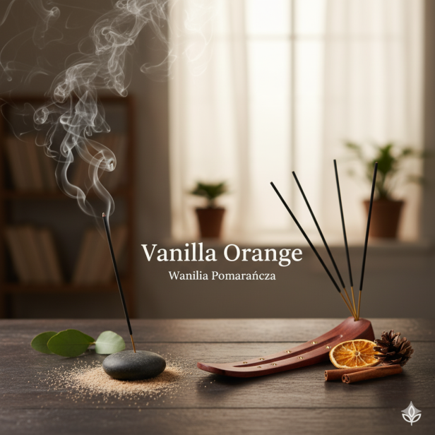Kadzidło indyjskie patyczki WANILIA POMARAŃCZA – słodko-cytrusowy aromat radości i ciepła