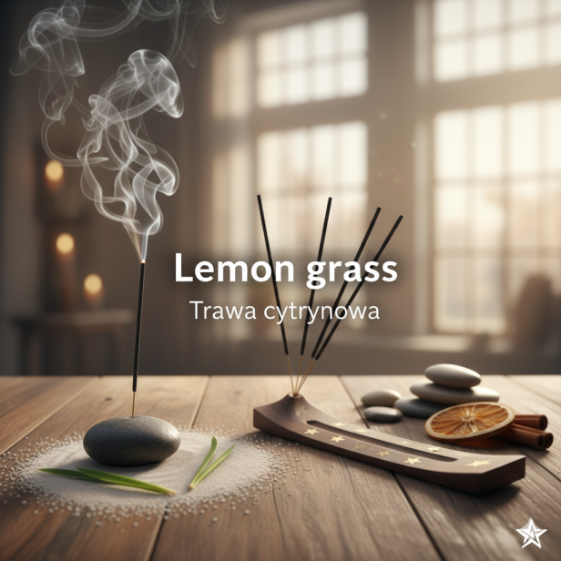 Kadzidło indyjskie patyczki TRAWA CYTRYNOWA – świeży aromat oczyszczenia i energii