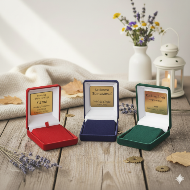 etui z personalizacja do wyboru - Złocony krzyżyk z łańcuszkiem pr. 925 – Personalizowana pamiątka wiary i błogosławieństwa