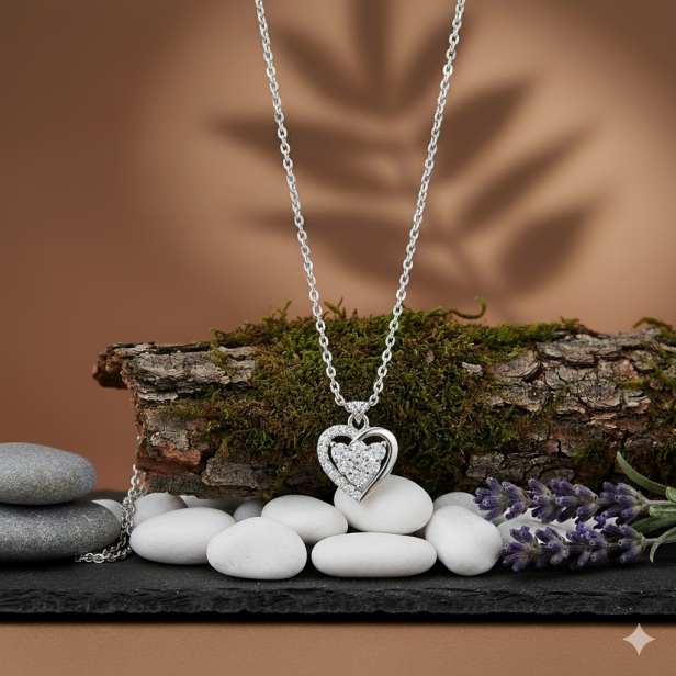 Srebrny naszyjnik „Serce z Cyrkoniami” pr. 925 – symbol miłości i blasku