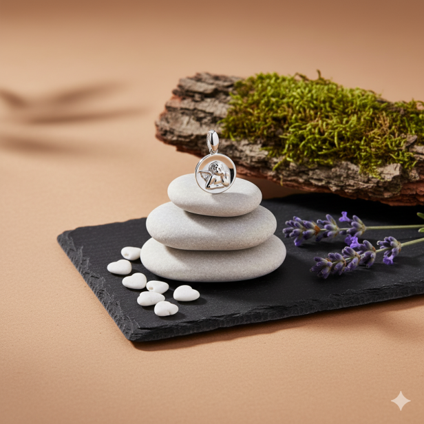 Srebrny okrągły medalik Anioł Stróż z łańcuszkiem pr. 925 – pamiątka ochrony i wiary