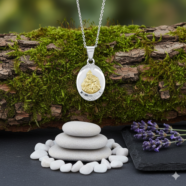 Srebrny medalik Matka Boska Szkaplerzna z łańcuszkiem pr. 925 – pamiątka wiary i opieki karmelitańskiej