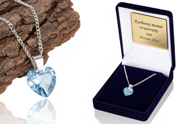 Zawieszka Swarovski „Royal Blue Heart” z łańcuszkiem pr. 925 – symbol elegancji i uczuć z dedykacją