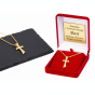 Złocony krzyżyk TAU z łańcuszkiem pr. 925 – symbol wiary i błogosławieństwa z dedykacją