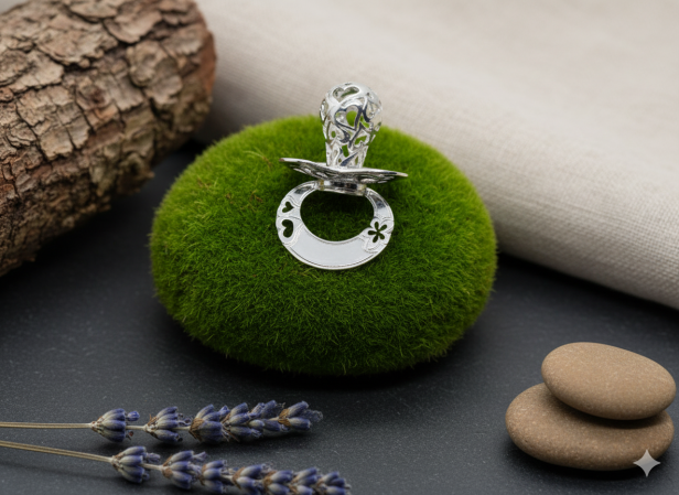 Srebrny smoczek pr. 925 – na pierwszy ząbek | Linia BABY SILVER™ w aranżacji