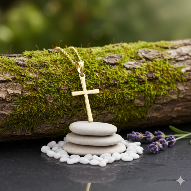 Złocony krzyżyk z łańcuszkiem pr. 925 – Personalizowana pamiątka wiary i błogosławieństwa