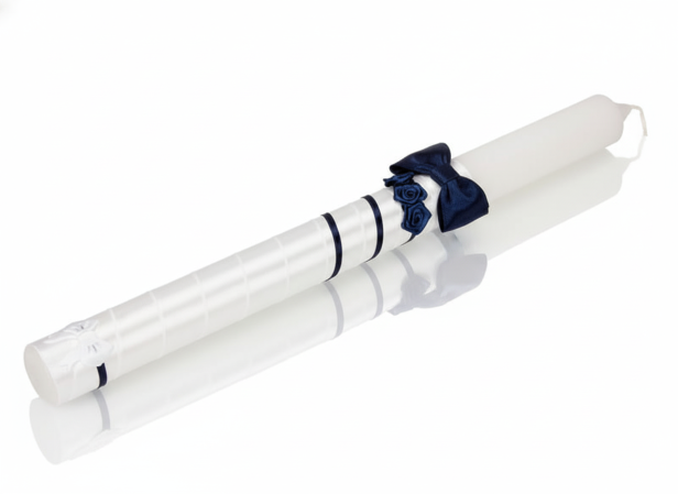 Świeca do Chrztu „Granat Atlas” – elegancka gromnica ręcznie zdobiona, pamiątka Chrztu Świętego