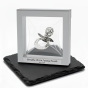 Srebrny smoczek w ramce 3D z grawerem – Pamiątka z dedykacją | Linia BABY SILVER™