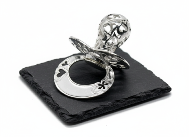 Srebrny smoczek  – Pamiątka z dedykacją | Linia BABY SILVER™
