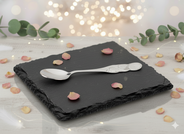 Srebrna łyżeczka pr. 925 – klasyczna pamiątka dziecięca | Linia BABY SILVER™ w aranżacji