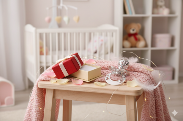 Srebrny smoczek p.925 w czerwonym etui – Prezent Pamiątka | Linia BABY SILVER™ aranżacja