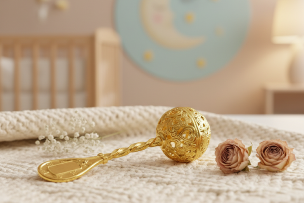 Pozłacana grzechotka pr. 925– Pamiątka & Prezent | Linia BABY GOLD™