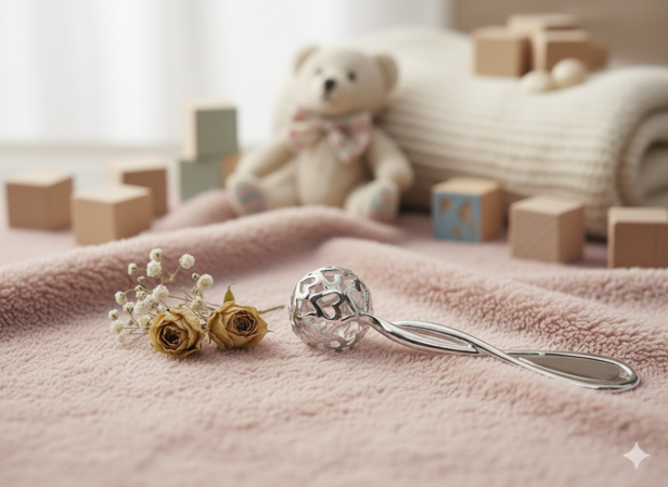 aranżacja - Grzechotka ze srebra pr. 925 – 6,5 g | Linia BABY SILVER™