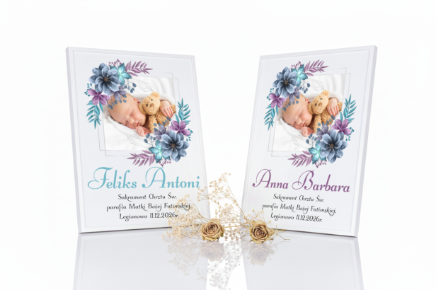 Pamiątka statuetka ze zdjęciem – Prezent na Chrzest Święty | Linia AUREA CLASSIC™
